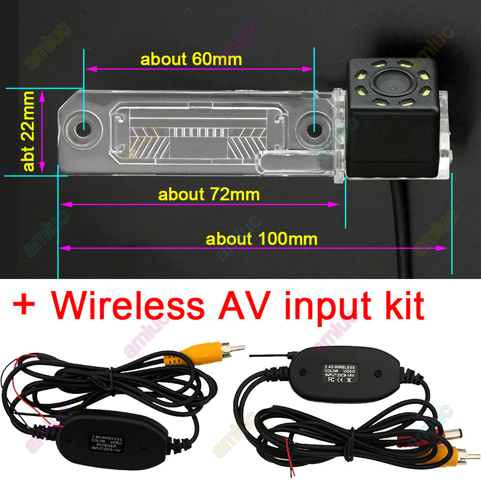 Vehicle Wireless Car Camera Monitor for VW Skoda Superb Magotan Touran Passat Jetta Caddy Golf Multivan T5 Transporter Bora Polo: 8led Wireless