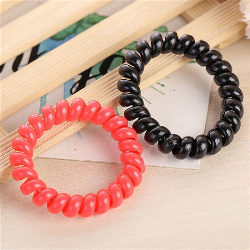10PCS/lot Rubber Band Headwear Rope Spiral Shape Elastic Hair Bands Girls Hair Accessories Hair Ties Gum Telephone Wire