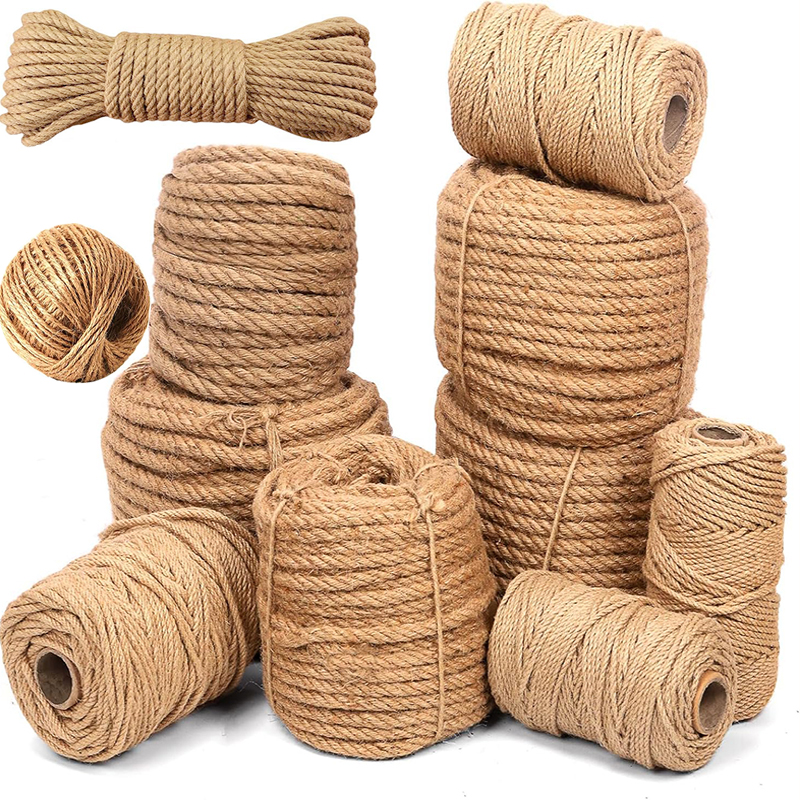 Hilo de Yute Natural de 1-14mm, cuerda de yute Vintage, arpillera para manualidades DIY, envoltura de , decoración de y boda, 1-100M