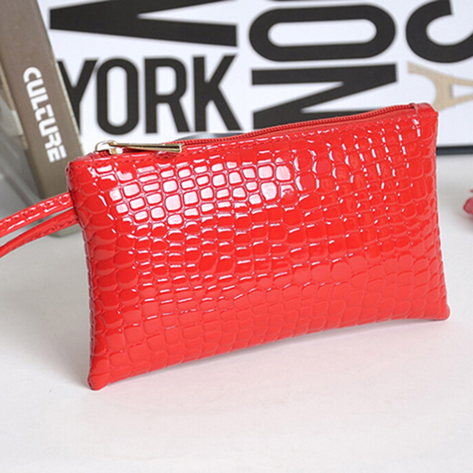Sac à main en cuir PU pour femmes, pochette à poignet, portefeuille, porte-cartes, maquillage, petite pochette