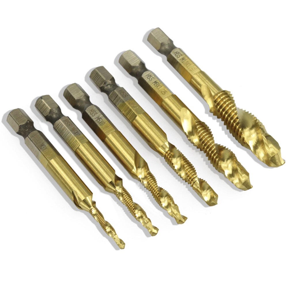 M3-M10 metric hss coated canister screw tap hex 1/4 "shank thread tap drill drill spiral tap