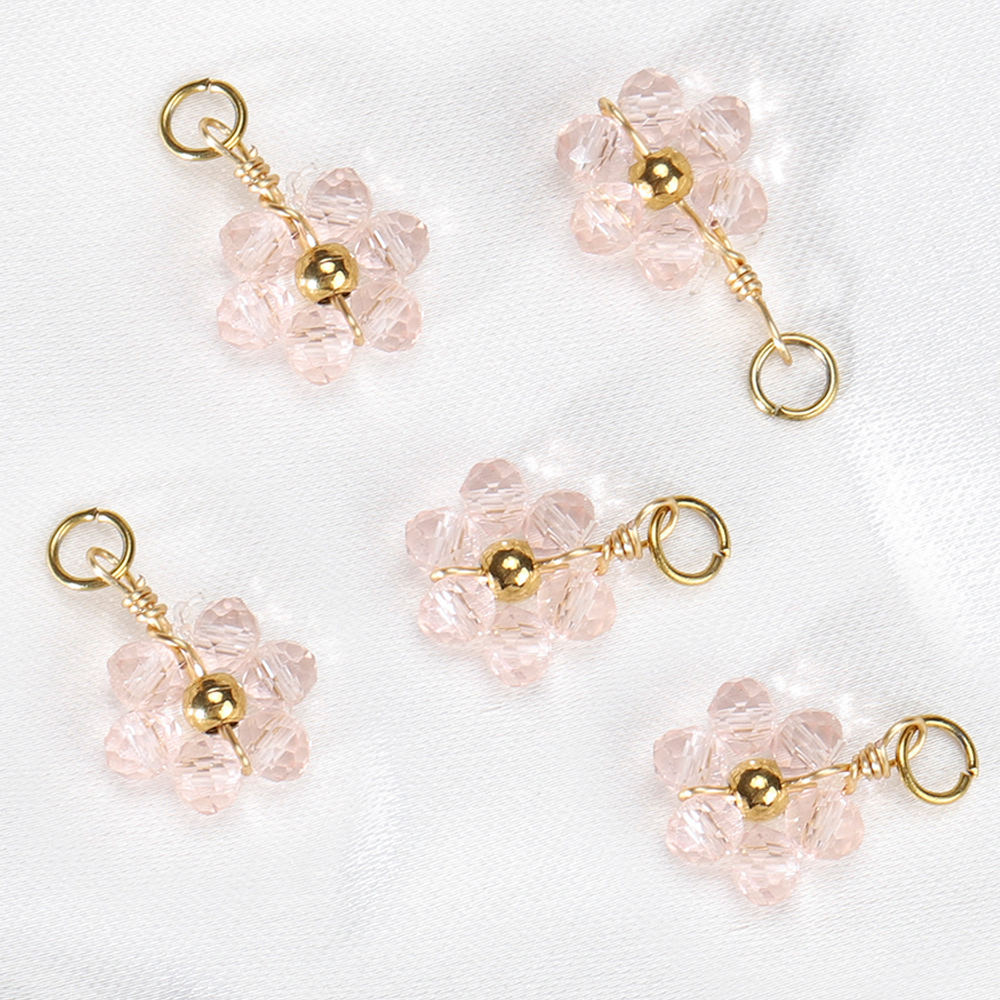 20 piezas de cuentas de perlas de imitación de flores de acero inoxidable, colgantes para fabricación de joyería, accesorios para pulseras y collares hechos a mano DIY: PLATEADO