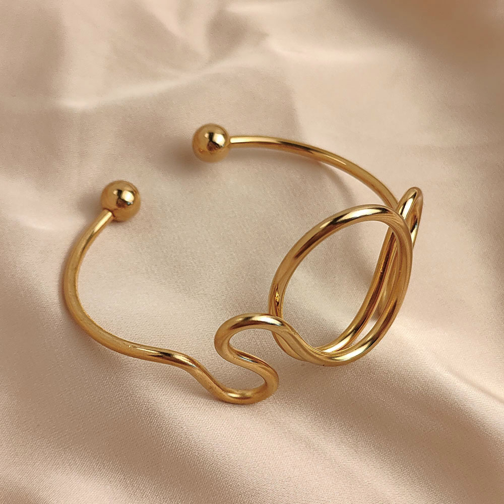 Uforgyldte damearmbånd med uregelmæssig form, meget vandtætte metalarmbånd, festsmykker