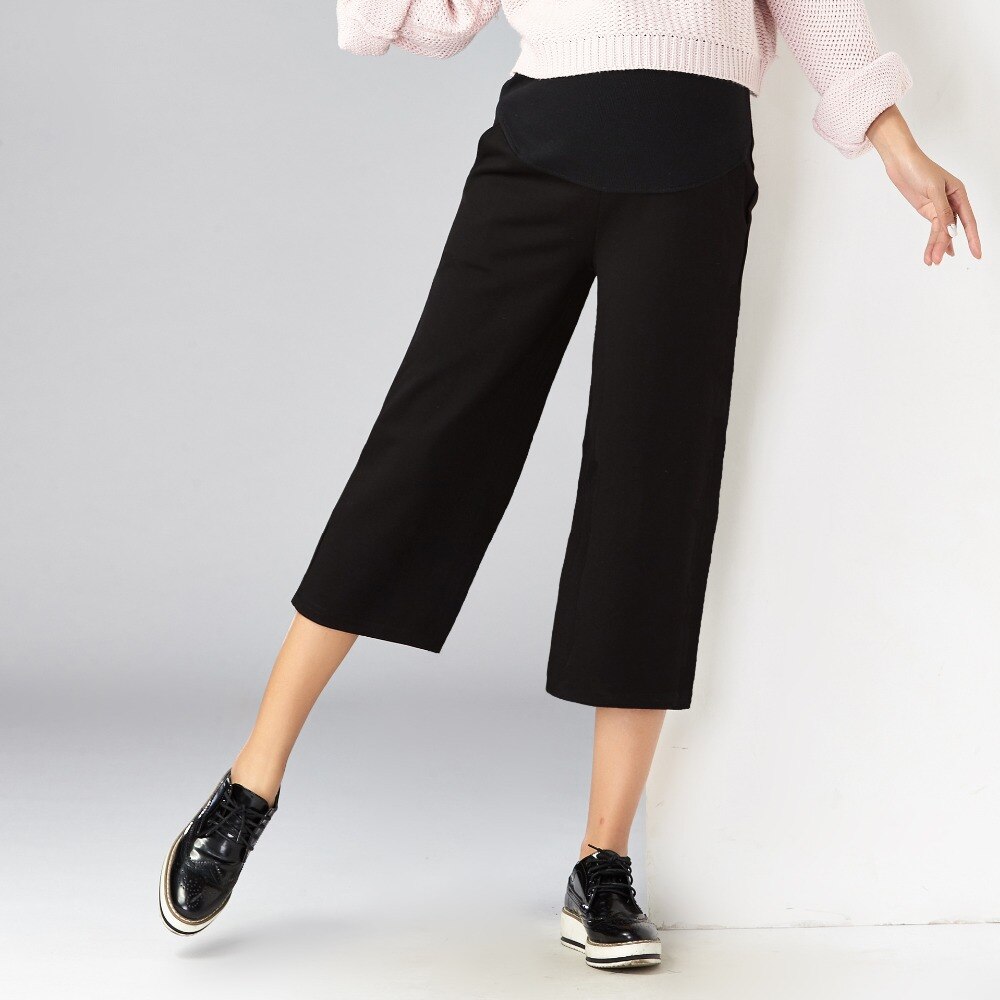 Women's Maternity Pants Work Office Wear Casual Flare Leg Loose Trousers Over The Belly Pregnancy Pants Capris Pregnant Clothing