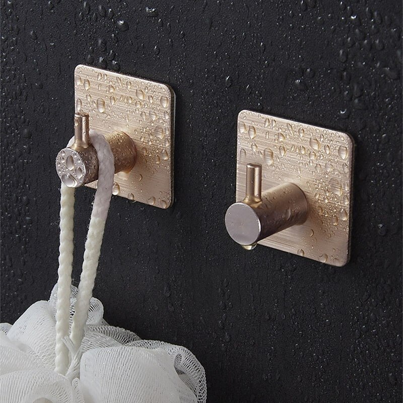 1Pcs 3Colors Aluminium Alloy Self Adhesive Rack Coat Clothes Holder Waterproof Hanging Hooks Bathroom Accessories Traceless