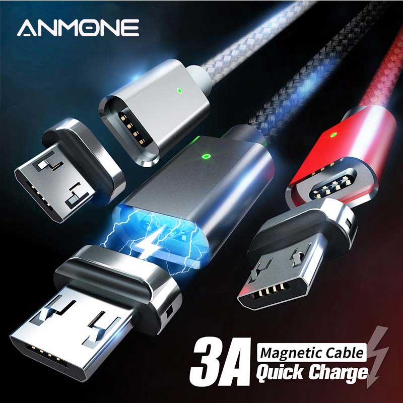 Anmone magnetische kabel snellader micro usb kabel 1m android datakabel magneet oplaadkabel voor mobiele 2m snellaadkabel
