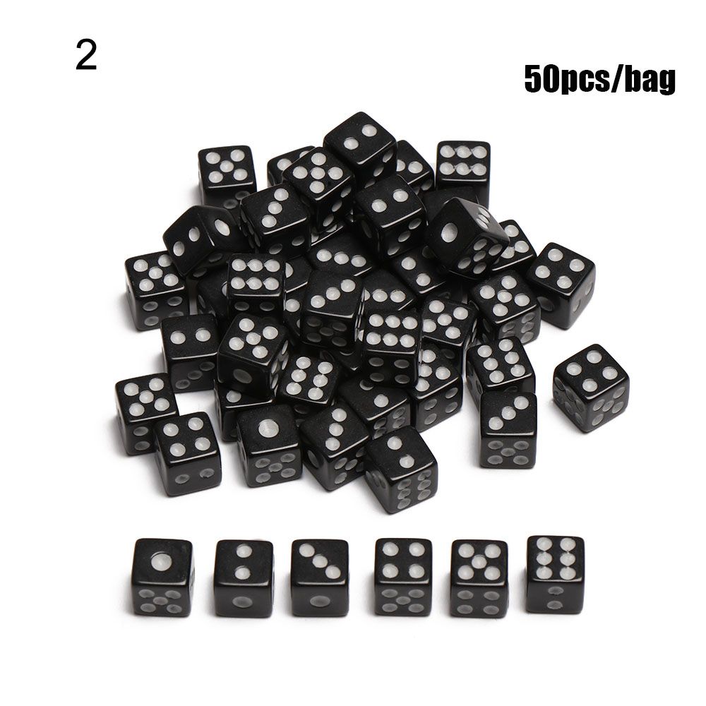 50Pcs Kleurrijke 6 Zijdig Draagbare Tafel Games Dobbelstenen 5Mm Acryl Ronde Hoek Board Game Dice Party Gokken Spel cubes Digitale Dobbelstenen: B(8mm)