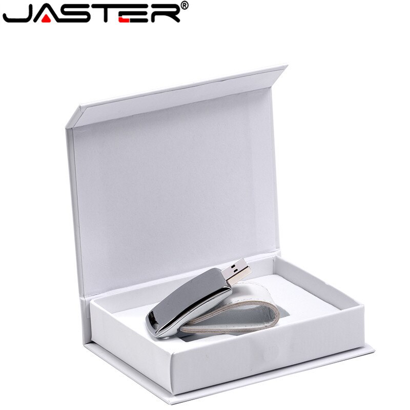 JASTER (più di 10PCS libero LOGO) USB 2.0 in pelle bianca + box pendrive usb flash drive 4GB 8GB 16GB 32GB 64GB di archiviazione esterna