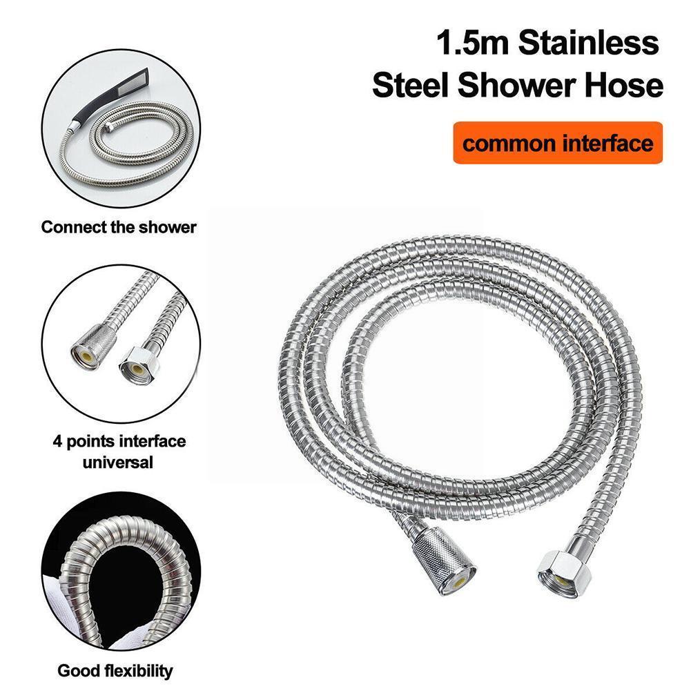 Steel Flexible Shower Hose Long Bathroom Shower Water Plumbing Tube Pipe Bathroom Pulling Hose Accessories Extension D2w7