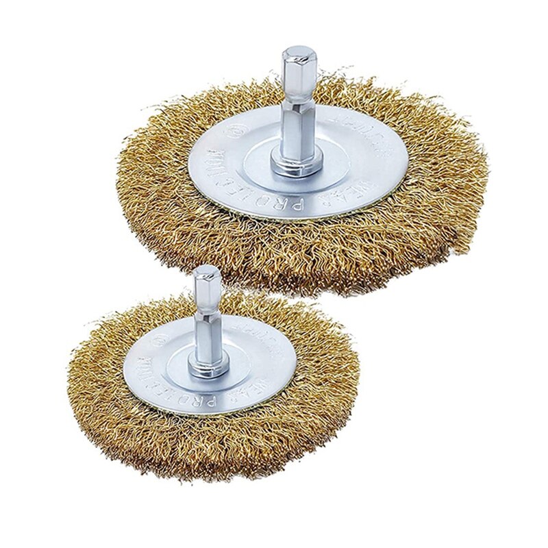 6 Pack Wire Brush Attachment Set For Drill, Brass Coated