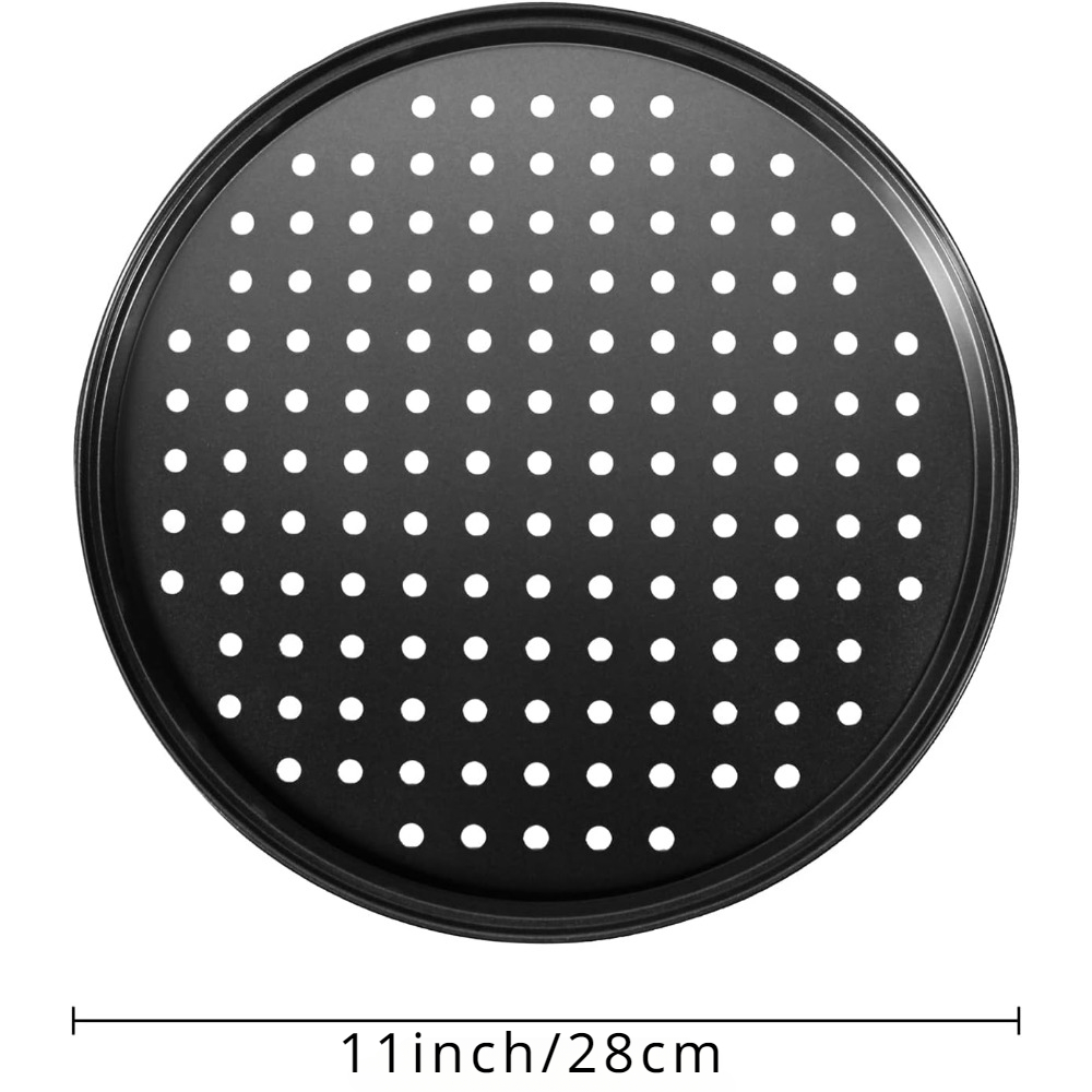 1 stk. pizzaforme til ovn rund pizzapande med huller 28cm pizzabakker til ovnbagning stål pizzaovntilbehør køkkenredskaber: Default Title