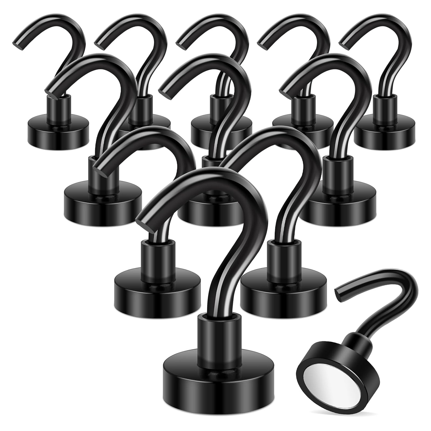 10 stks zwarte magneet haken 18 pond sterke Neodymium magneet haken zware epoxy coating magnetische cruise haken voor koelkasten