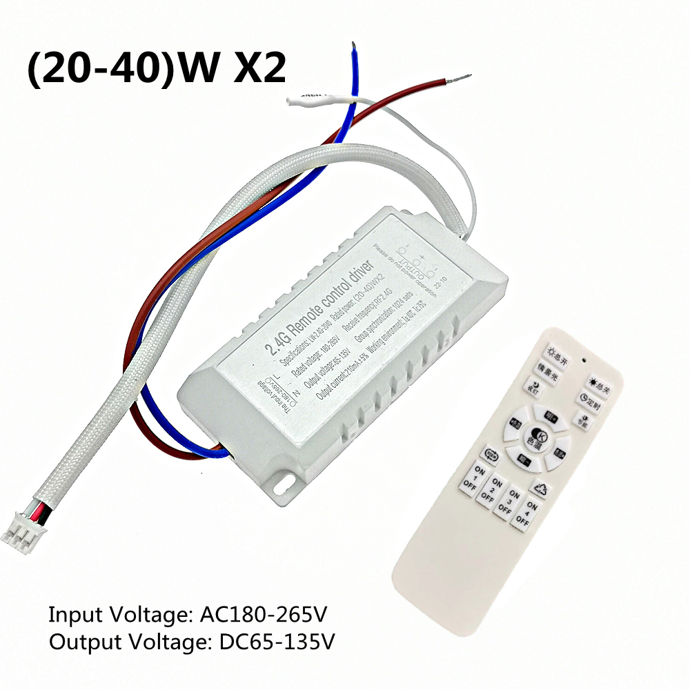 Transformadores de luz LED con controlador, 20W-80W-120W x2 210mAW con control remoto RF de 2,4G, atenuación cambiable de Color para lámpara de techo, accesorios DIY: Negro