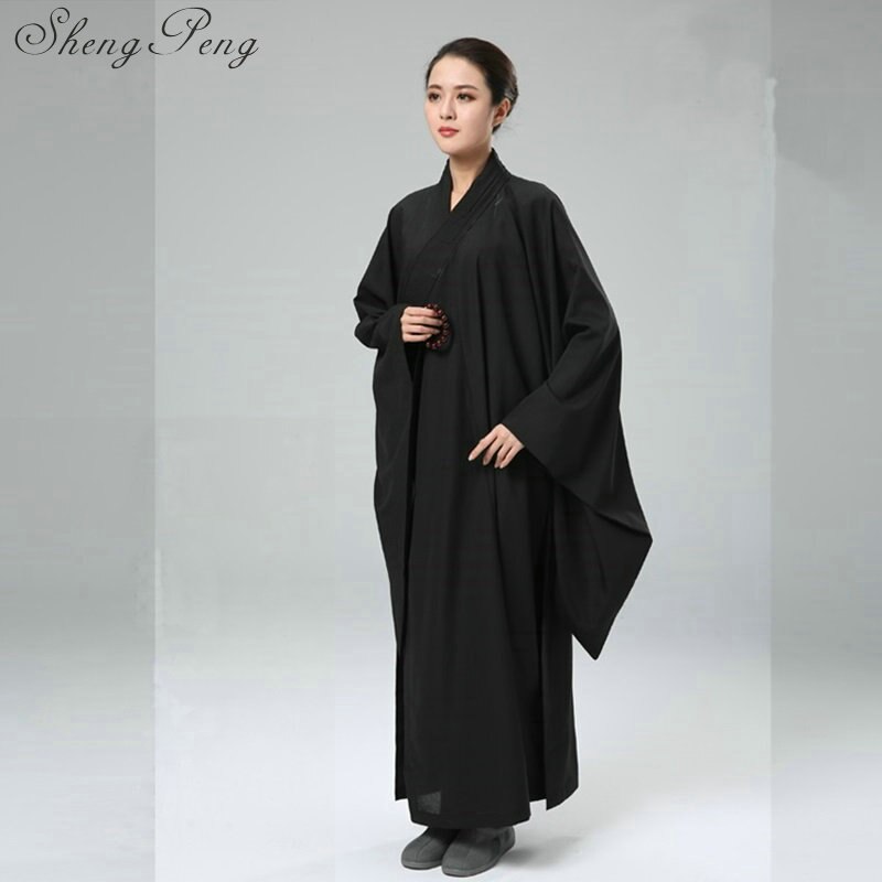 Túnicas de monje budista, ropa de monje budista para mujer, ropa de monje shaolin Q267