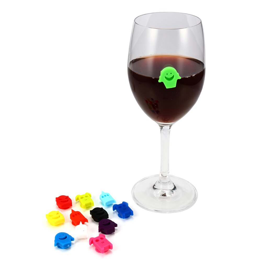 12 Marqueurs De Verre à Vin En Silicone - Forme Singe Multicolore, Ventouse Adhésive - Pour Identifier Les Verres En Fête Ou Au Quotidien - 13