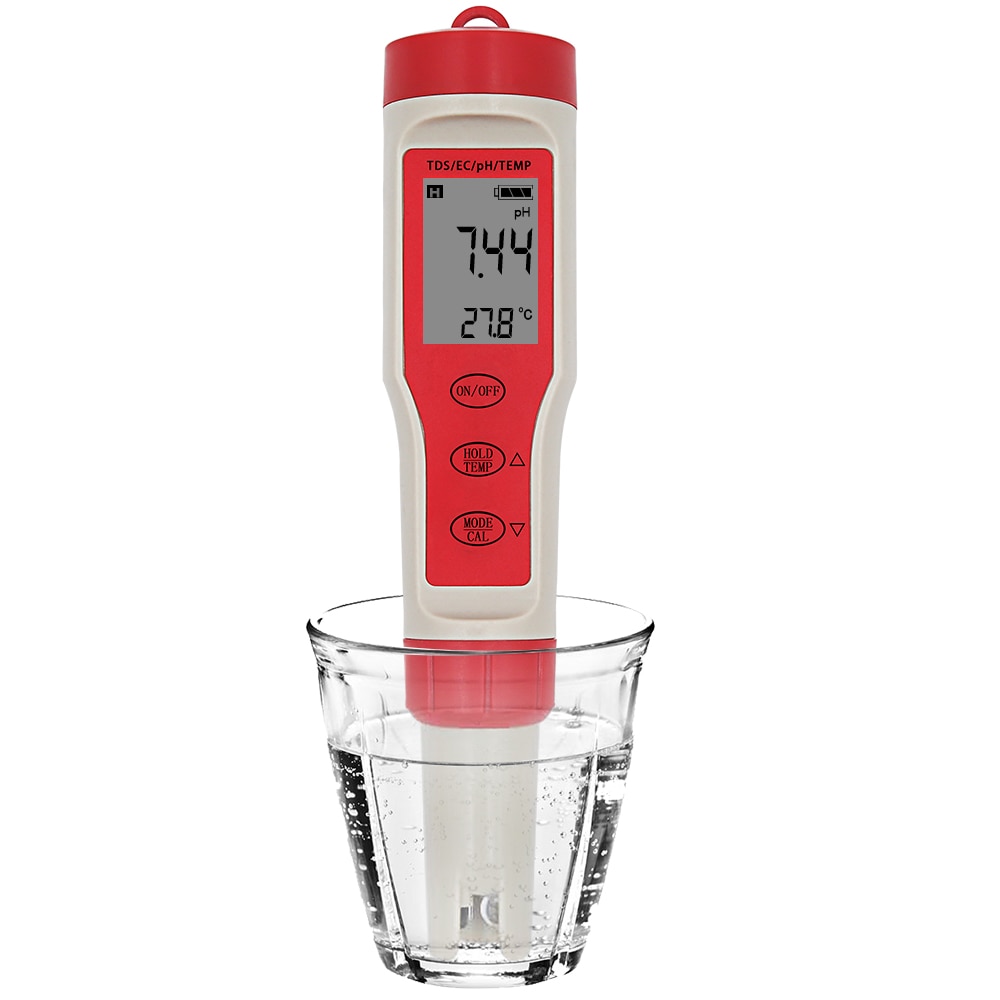 EZ9908 Digital PH Meter 4 in 1 PH TDS EC Temp Tester Replace Probe Water Quantity Measure Tool Wine Urine Analyzer 20%off
