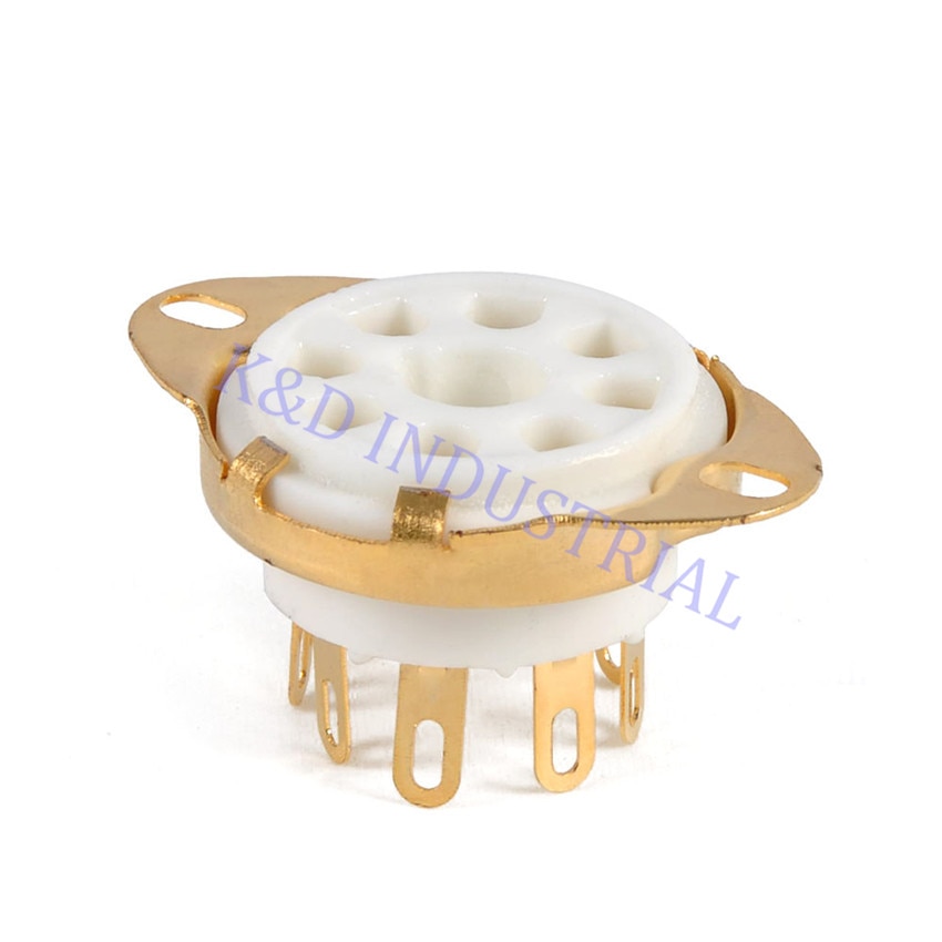 2x 8-Pin Ceramic Gold Plate Tube Socket Octal Vacuum Tube Chassis Mount for EL34 6550 KT88 KT66 6SN7 5U4G 6CA7 6L6