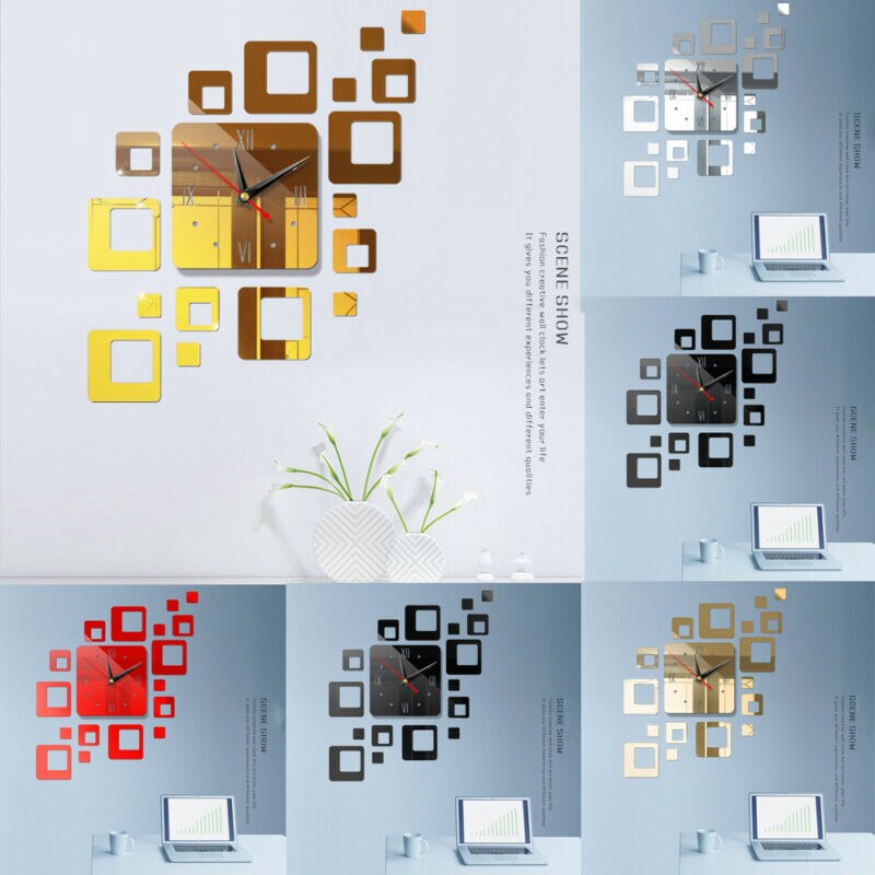 3D Modern Big Clock Hands Wall Watch Big Acrylic Mirror Effect Wall Clock Simple Wall Art Decorative Quartz Quiet Sweep