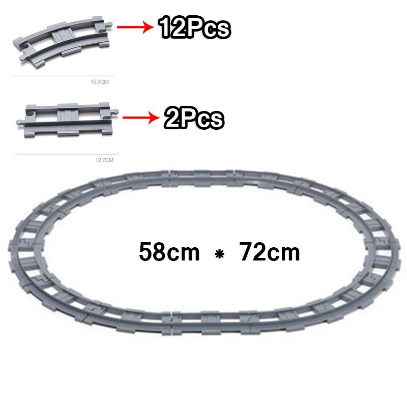 FAI DA TE Blocchi di Costruzione Duploe Pista del Treno Accessori Ferroviarie Punti Curvo Crossover Ponte Parti di Mattoni Giocattoli Per I Bambini Del Capretto Del Regalo: 14pcs block -17