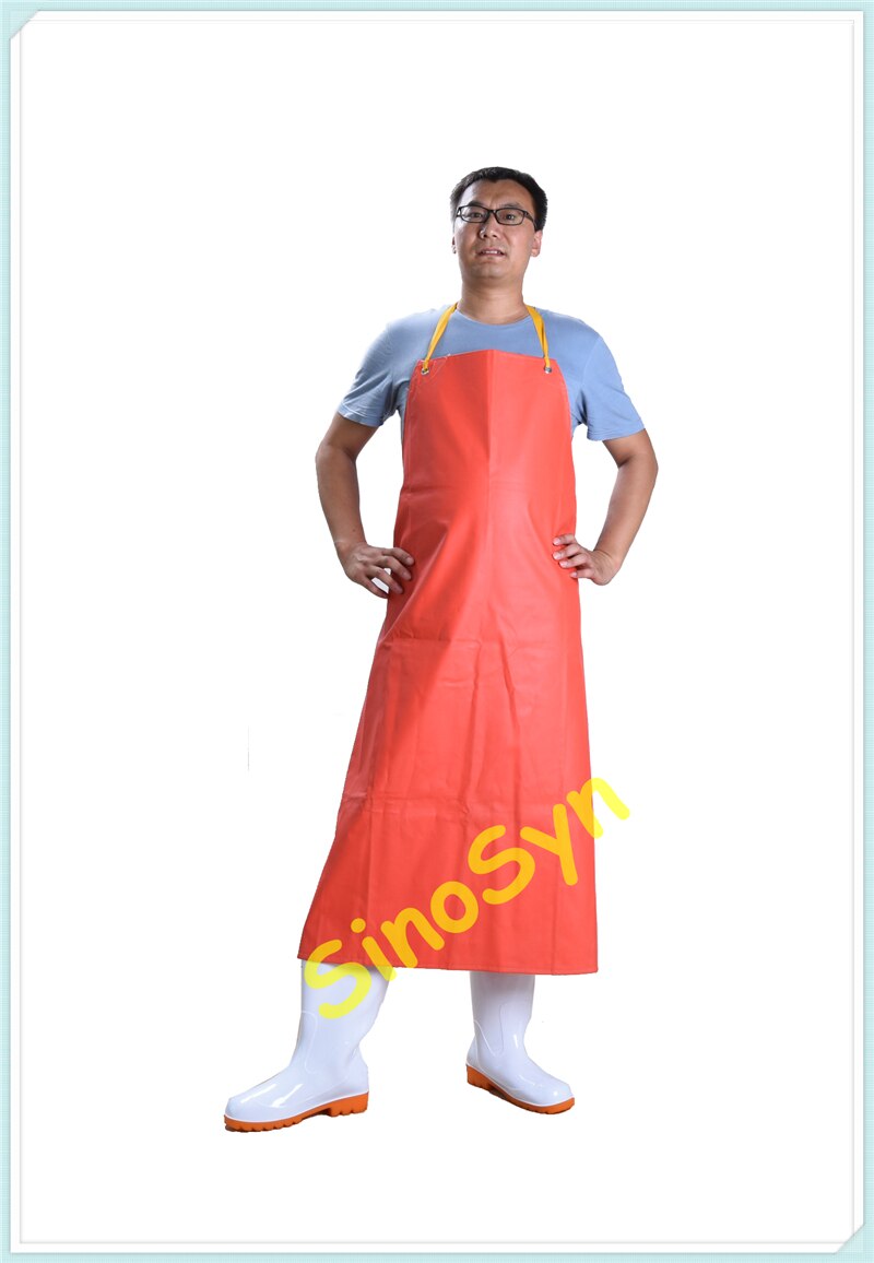 FQQ1906 65dmm Orange Double-sided PVC Acid-Proof Apron Working Safty Protective Waterproof Apron