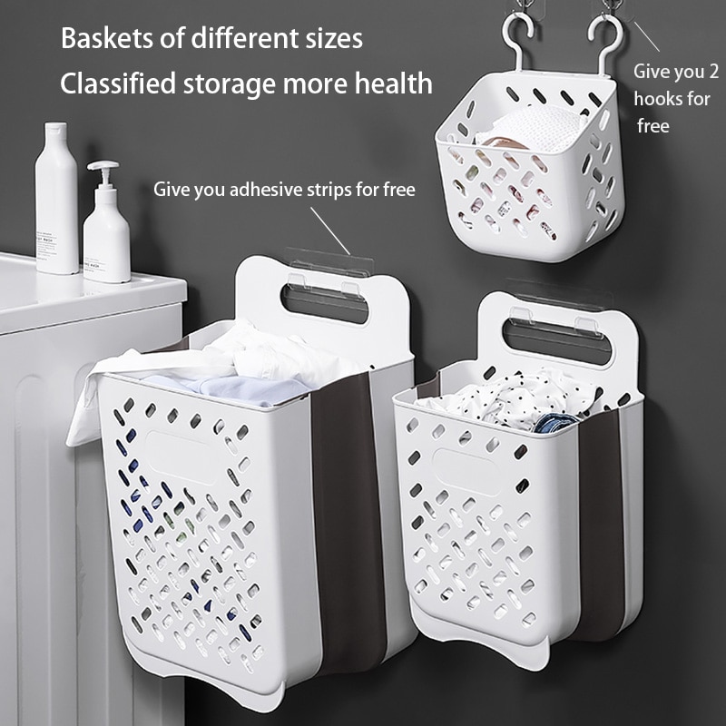 Large Capacity Laundry Basket Bathroom Wall Mounted Clothes Storage Basket Household Foldable Pants Jacket Storage Bag