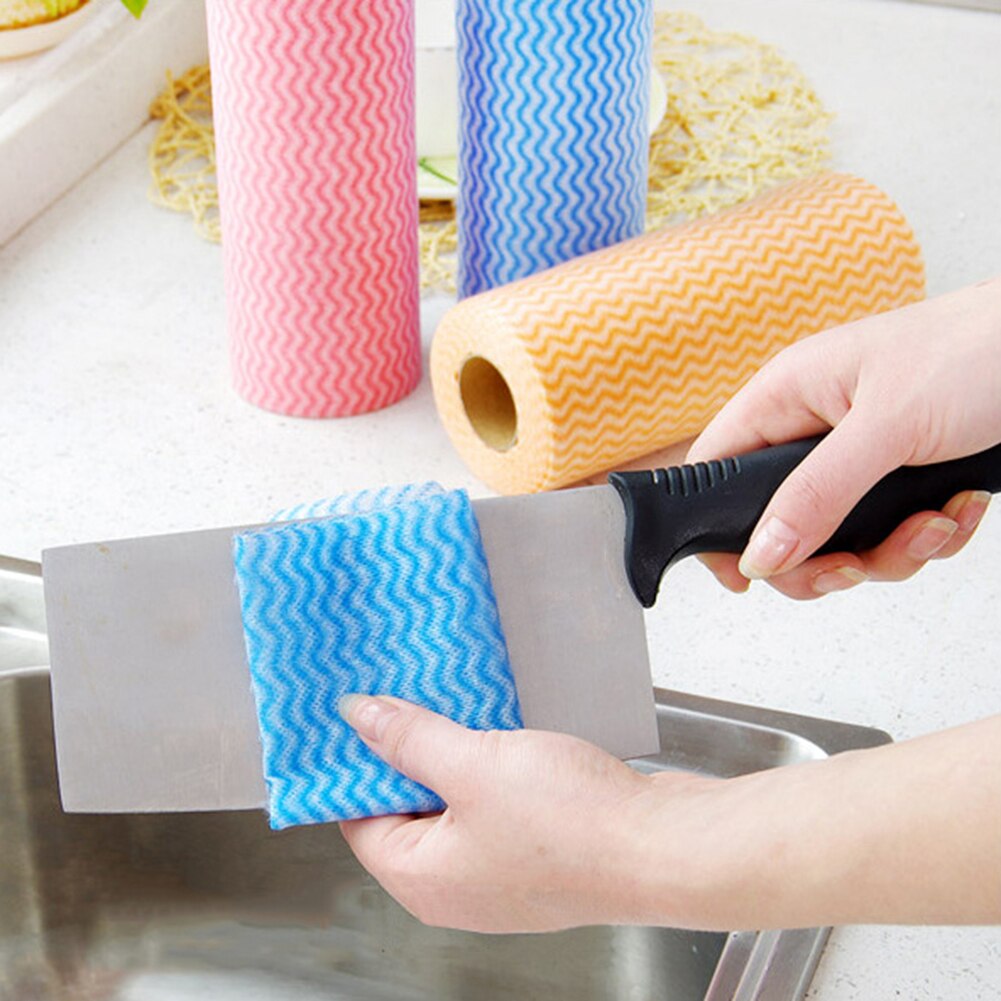 Paño de limpieza desechable para cocina y baño, paño de tela no tejida, 50 Uds. Por rollo