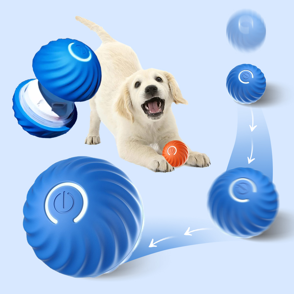 Pelota de juguete inteligente para perros, juguete interactivo electrónico para mascotas, pelota móvil y carcasa USB, rebote automático para cachorros, de cumpleaños, producto para gatos
