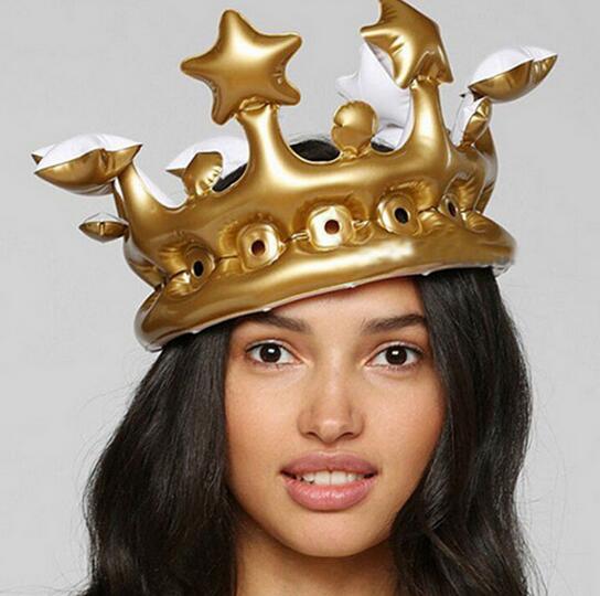 Inflatable Crown Kids Birthday Party Hats DIY Inflated Cosplay Tools Stage Props Kid Party Supplies