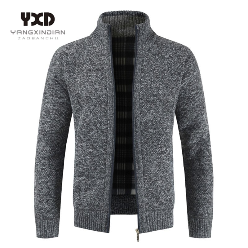 Cardigan épais et décontracté pour homme, pull de , coupe ajustée, en tricot, , à la , automne hiver: GRAY / M