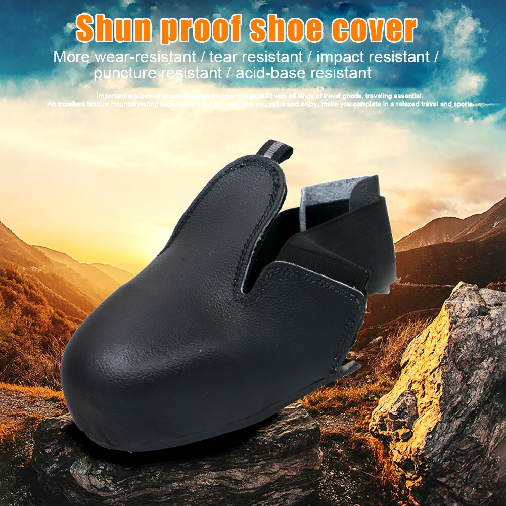 1pair Wear Resistant Non Slip Overshoe Toe Cap Adjustable Solid Industrial Universal Elastic Band Visitor Safety Faux Leather