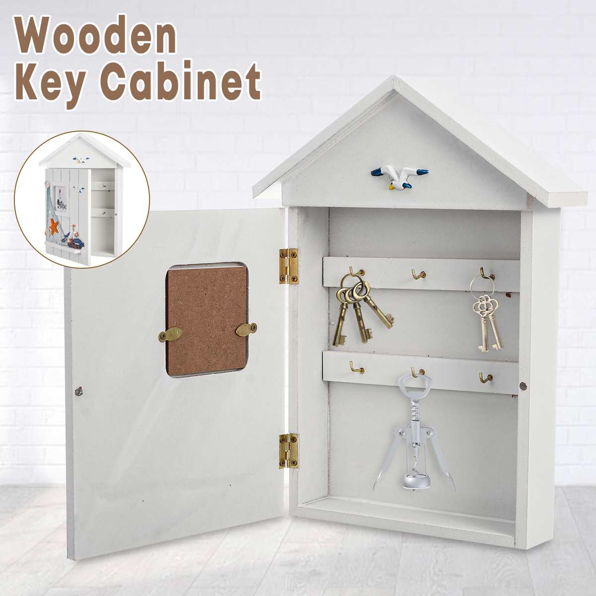 Wooden Mediterranean Style House Shape Key Box Hou... – Grandado