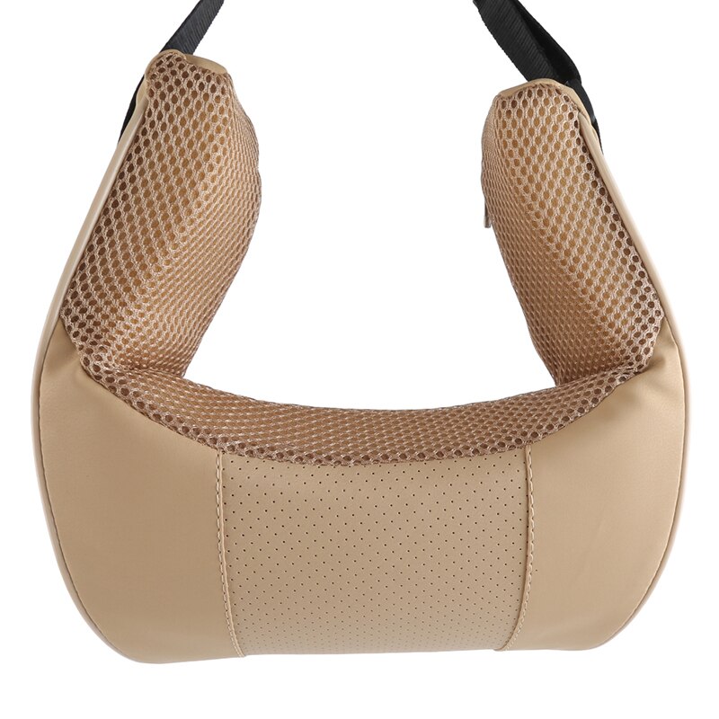 PU Leather Auto Car Neck Pillow Memory Foam car pillow Neck Rest Seat Headrest Cushion Pad: breathable beige