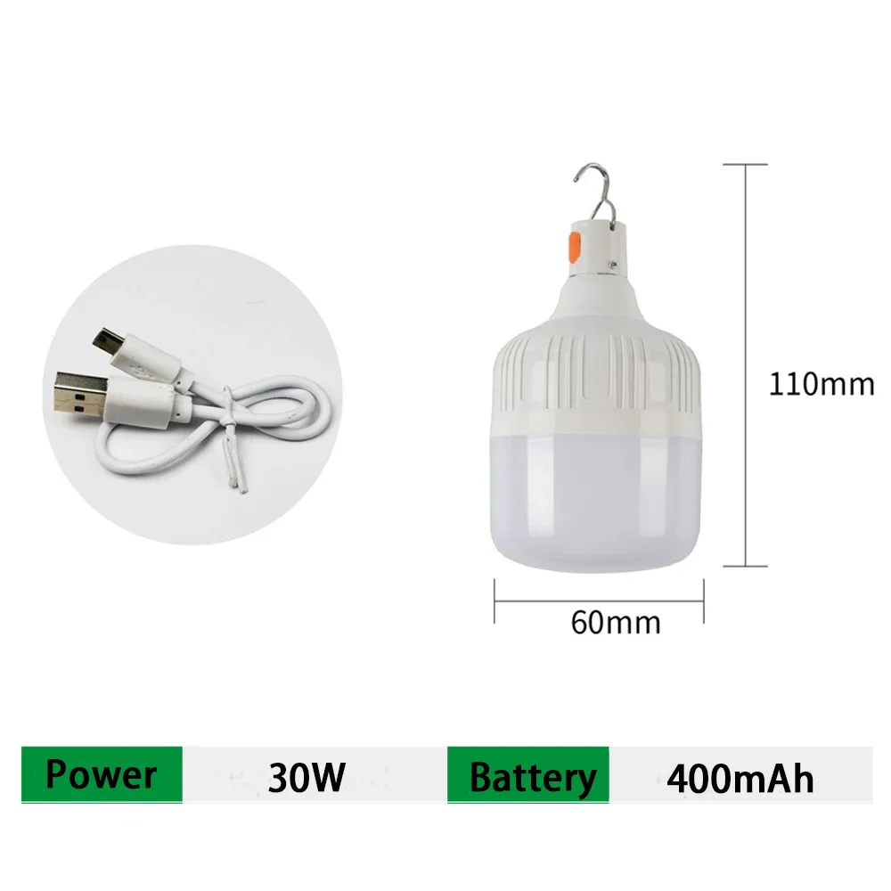 USB Oplaadbare LED Noodlantaarn 30W 60W 100W 3 Modus Buitenverlichting Duurzame Draagbare LED Lampen voor Camping Vissen: Blauw