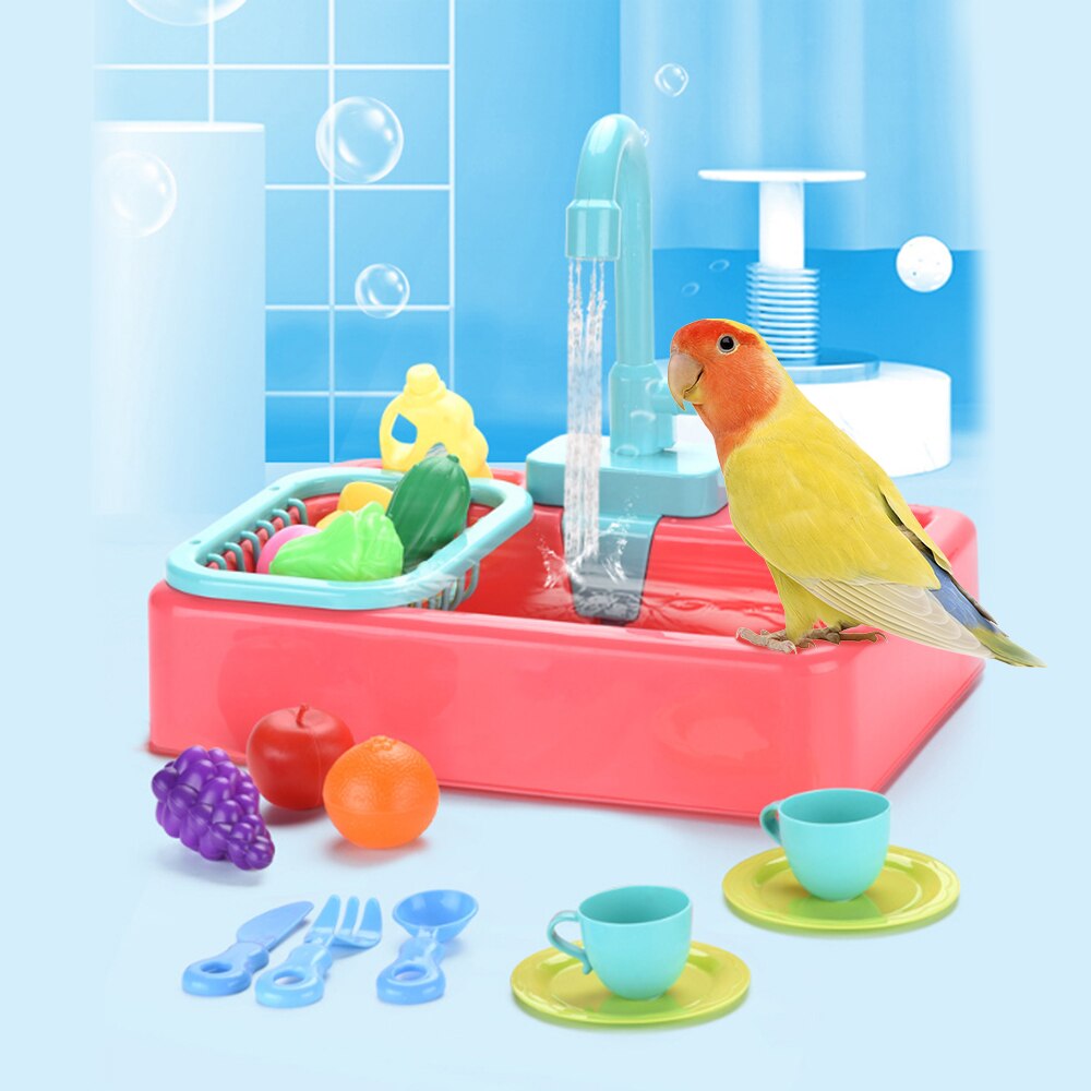 Fugl vandføder automatisk papegøje badekar swimmingpool vandhane papegøje bad brusebad vand dispenser fugl bur badeværelse papegøje legetøj