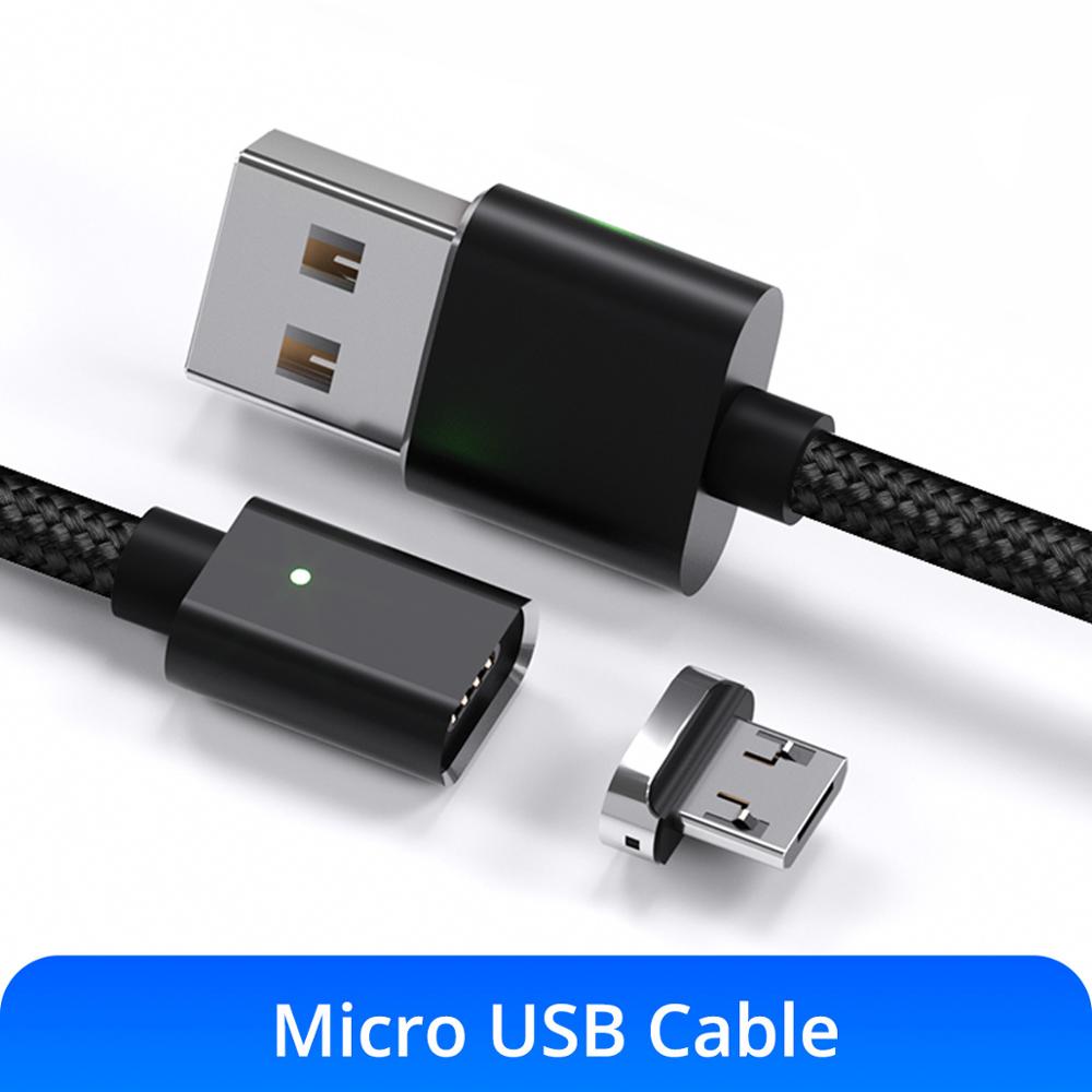 Anmone magnetische kabel snellader micro usb kabel 1m android datakabel magneet oplaadkabel voor mobiele 2m snellaadkabel: Zwarte microkabel / 1m