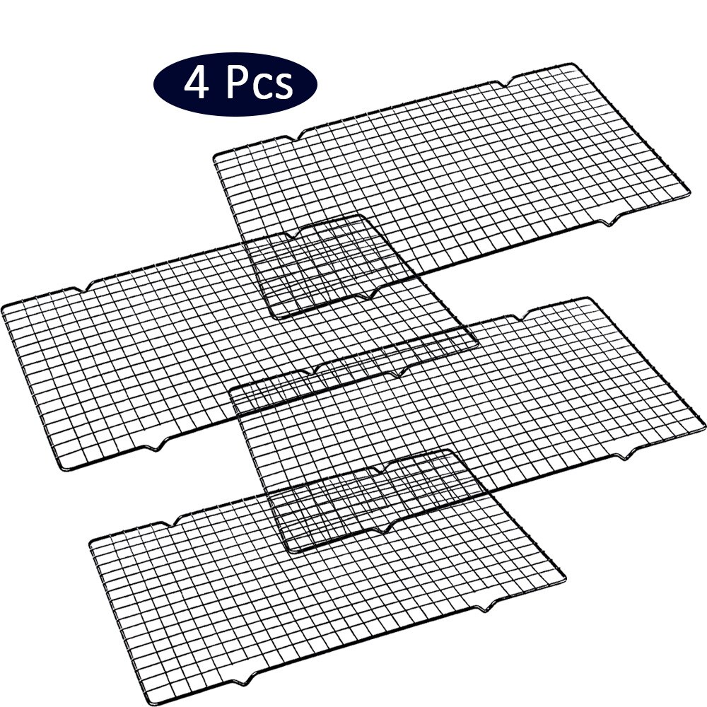 Stainless Steel Grid Rack Baking Tray Nonstick Baking Cooling Rack Kitchen Utensils Bakeware Tools Biscuit Bread Cake Rack: 4pcs