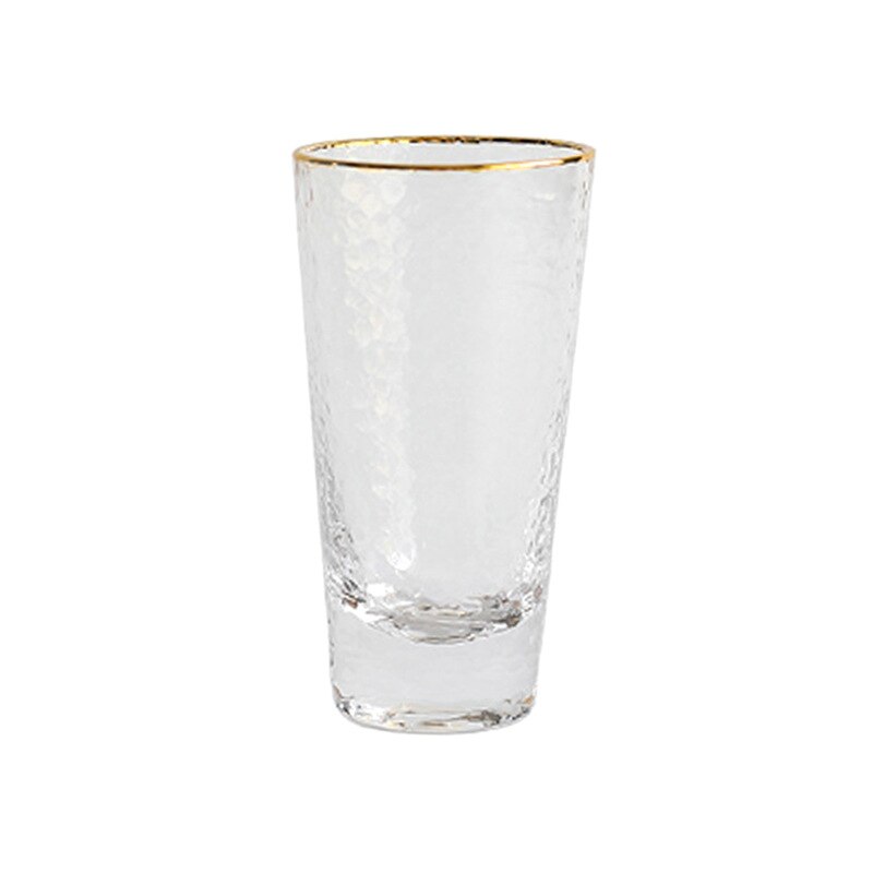 Taza de leche y café con borde dorado, vaso de Agua de Cristal martillado, vaso de zumo sin plomo, taza de bebida transparente, vaso de vidrio para el hogar: D-Chrysostom 335ml