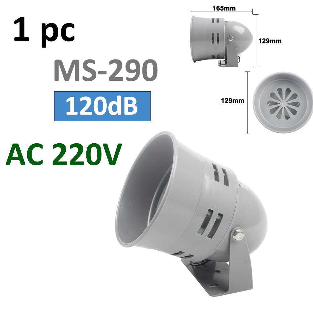 MS-190/290/390 DC 12V 24V 220V 110V rouge Mini sirène de moteur en métal alarme industrielle son garde électrique contre le vol 130dB: green