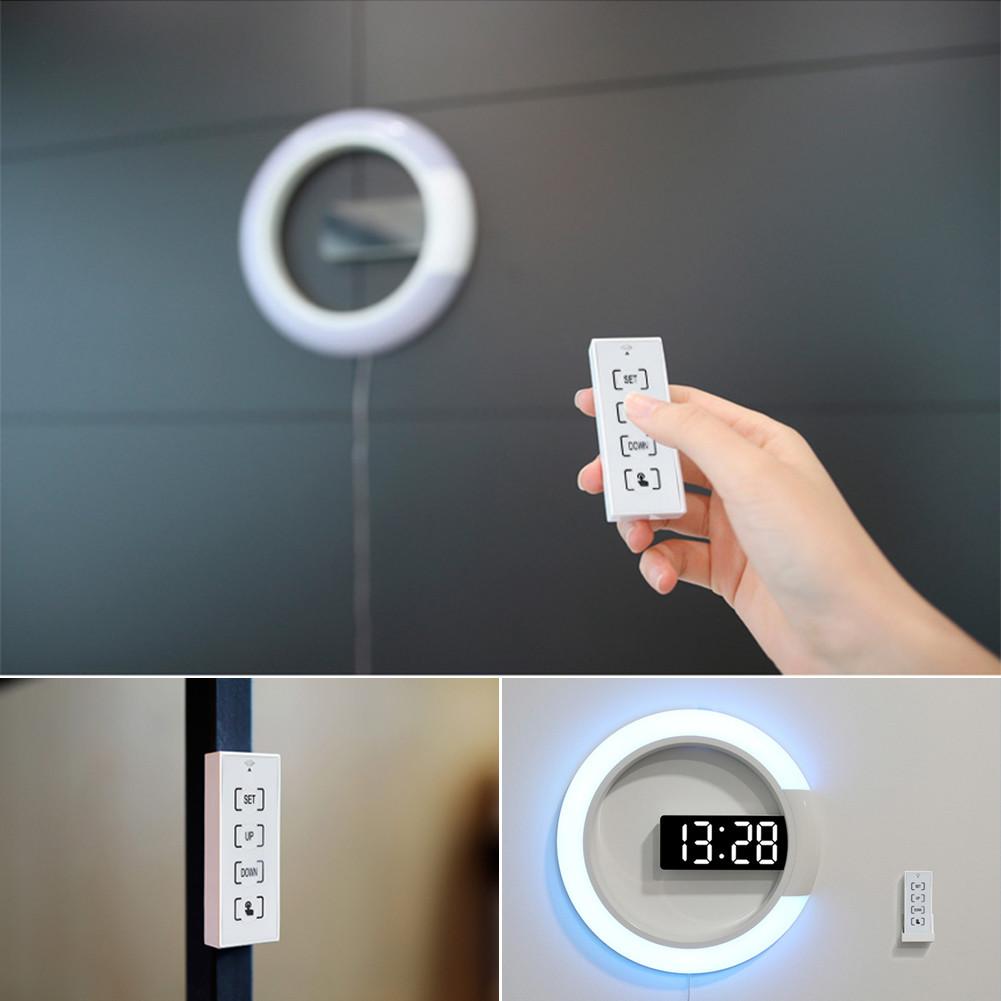 Wall Clock LED Mirror Multifunctional Light Alarm Clock With Temperature Display Ring Shaped Decoration Clock