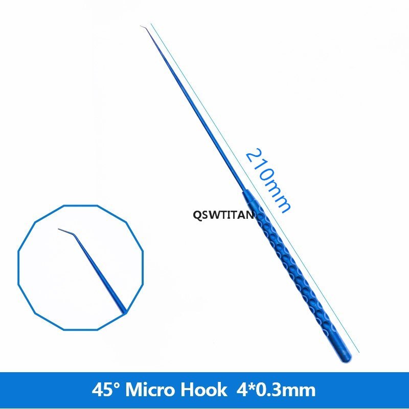 Micro Nerve pull Hook Titanium Micro Spatula Dissectors Micro Curette 21cm Vessel Hook: Micro hook 45 degree