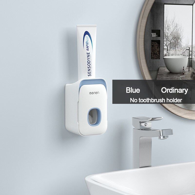 Distributore Automatico di dentifricio con Spazzolino Da Denti titolare Fissato Al Muro Bagno impostato di Accessori per La Casa Dentifricio spremiagrumi: blu-O