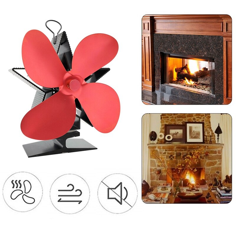 Kerst open haard 4 bladen warmte aangedreven kachel ventilator houtkachel open haard ventilator efficiënte warmteverdeling