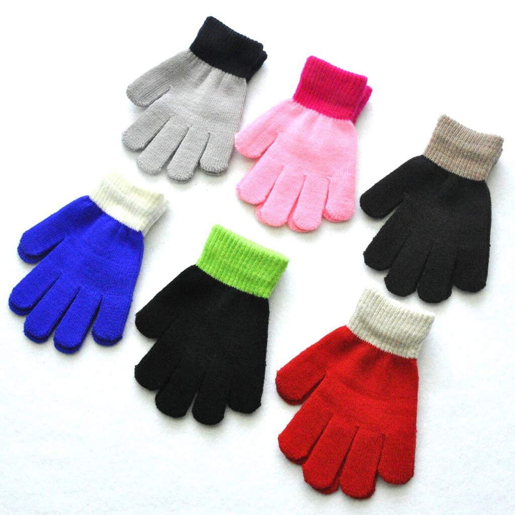 Kinderen Kids Magic Winter Handschoenen Colorblock Volledige Finger Warm Gebreide Handschoenen Effen Katoen Blends Soft Aantrekkelijke Handschoen