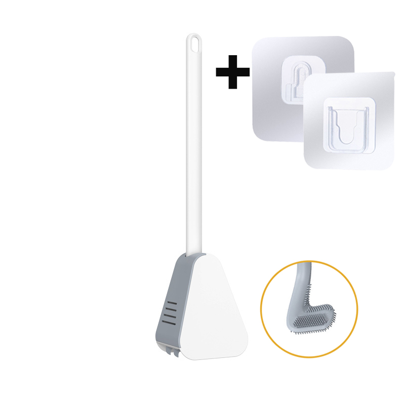 Silicone Toilet Brushes With Holder Set Long Handled Toilet Cleaning Brush Black Modern Hygienic Bathroom Accessories: White