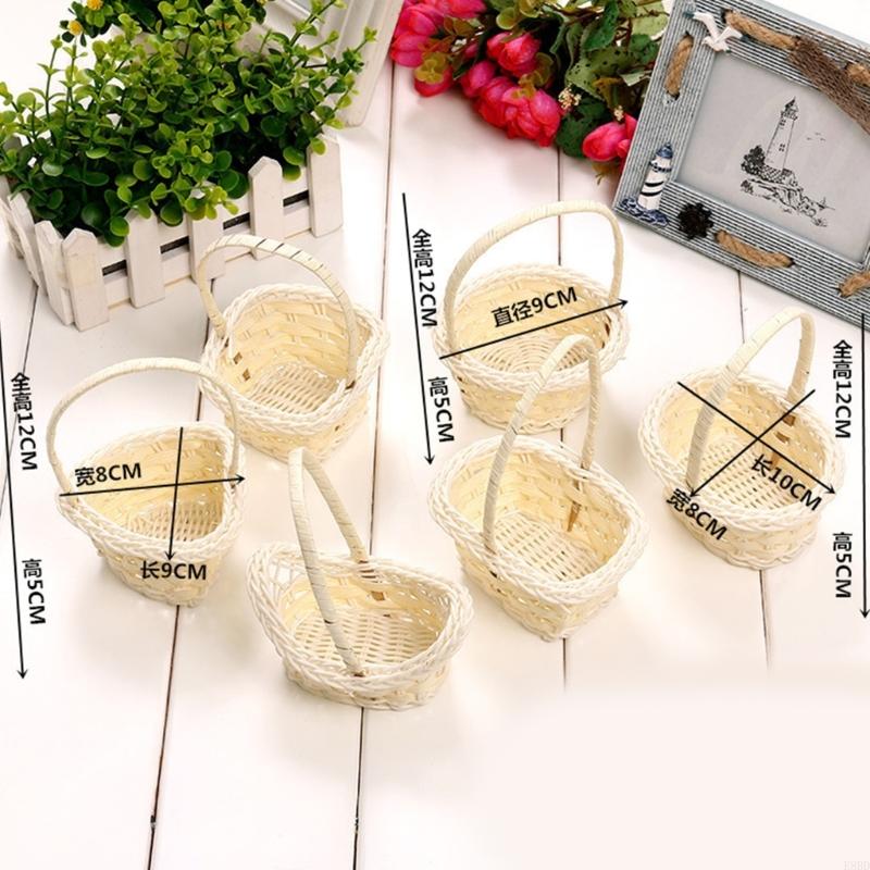 E8bd håndflettede kurver allsidig flettet kurv praktisk oppbevaringskurv blomsterkurver med håndtak pynt til stuen