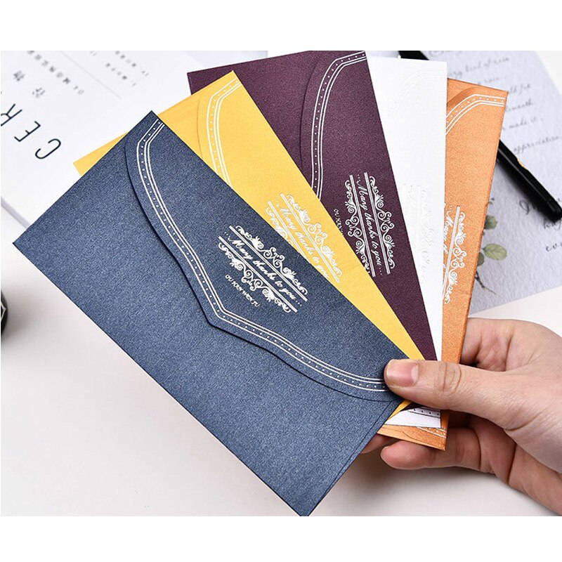 5 Pçs/set Europeu Elegante Hot Stamping papel Kraft envelopes Kawaii Material Escolar Envelope para Carta de Convite de Casamento