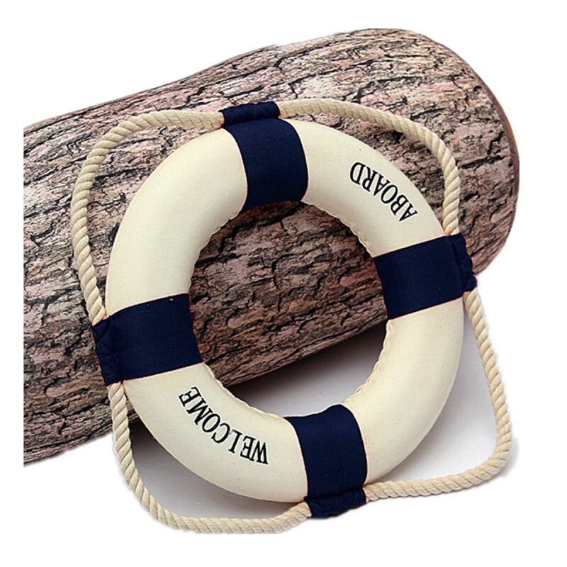 Welcome Aboard Foam Nautical Life Lifebuoy Ring Boat Wall Hanging Home Decoration Blue 50cm