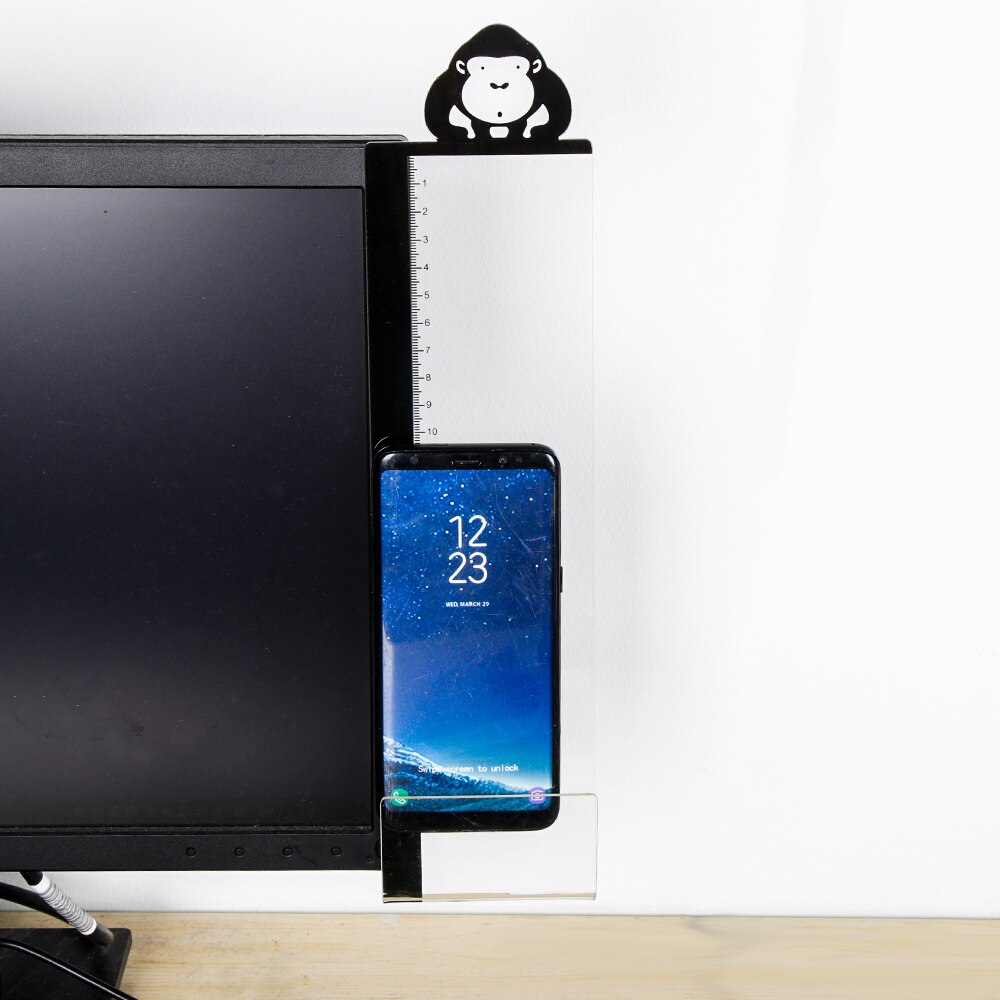 Computer Monitor Message Board Notes Sticker Met Liniaal Record Houder Kat Uil Lijm Naam Post Kaart Kant Panel Kantoor Opslag