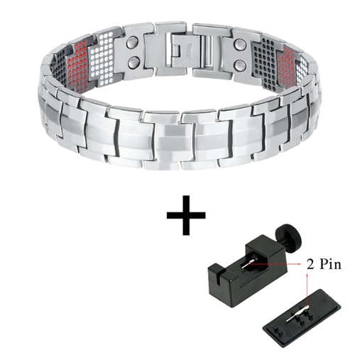Afslanken Armband Mannen Zwart Pure Titanium Magnetische Armband Voor Mannen 4in1 Magneten Negatieve Germanium Gezondheid Armbanden Sieraden