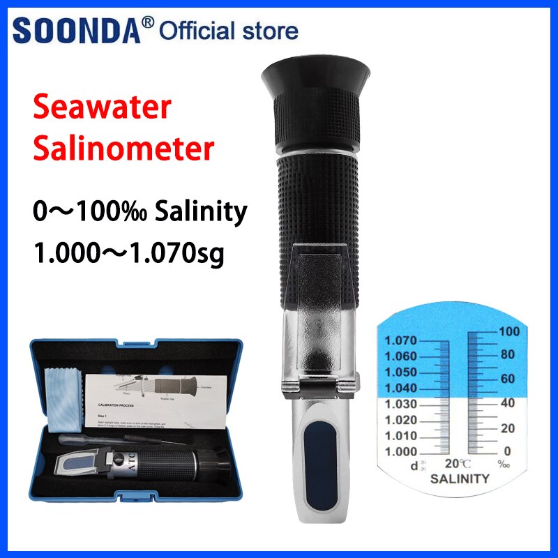 0-100‰ Seawater Salinometer Hydrometer Specific Gravity Tester Salinity Tester for Mariculture Salinity Measuring Instrument